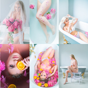 Let's Bee Together - peonies pink bath boudoir