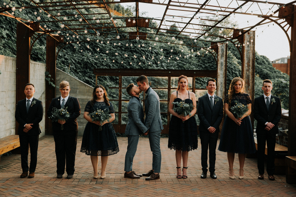 Black and gray wedding party