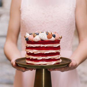 Red velvet naked wedding cake