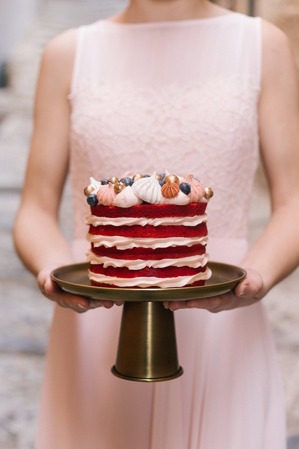 Red velvet naked wedding cake