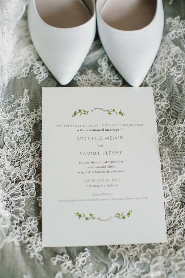 White Bridal Shoes and Minted Wedding Invitation