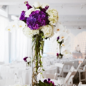 Purple and White Tall Centerpieces