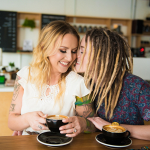Coffee shop engagement session
