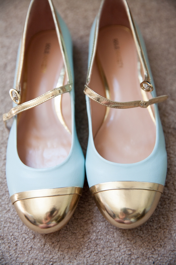 Gold-Tipped Blue Bridal Shoes