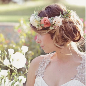 Flower Crown with Sideswept Bridal Hairstyle