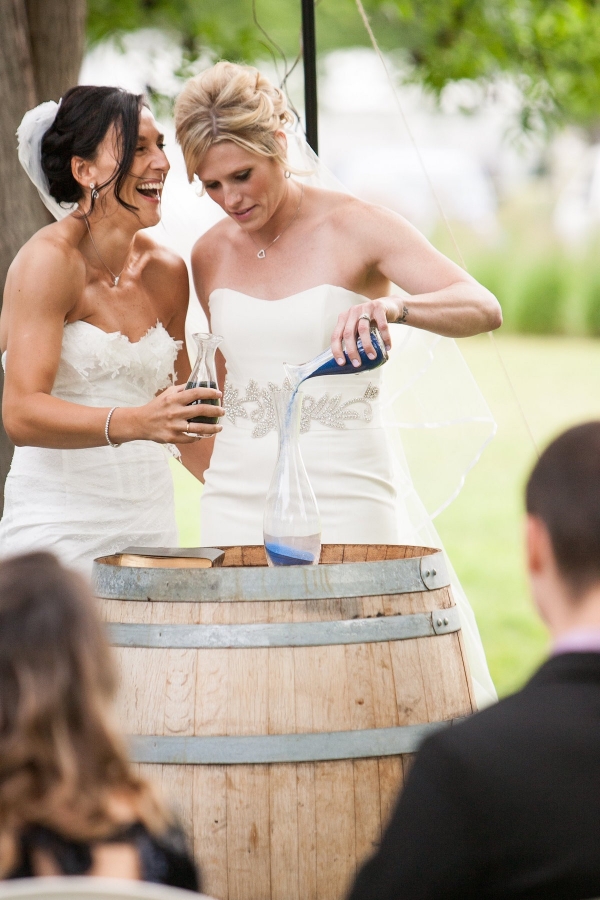 Sand Ceremony at a Vineyard Wedding