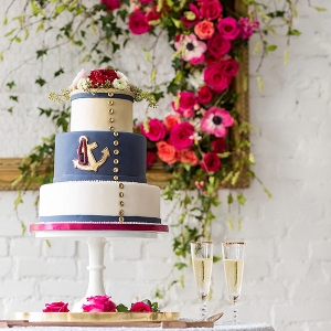 Nautical Wedding Cake with Floral Frame