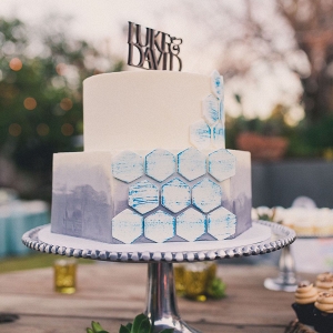 Geometric Ombre Wedding Cake