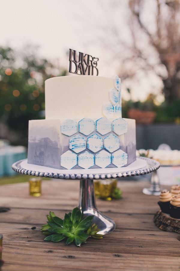Geometric Ombre Wedding Cake