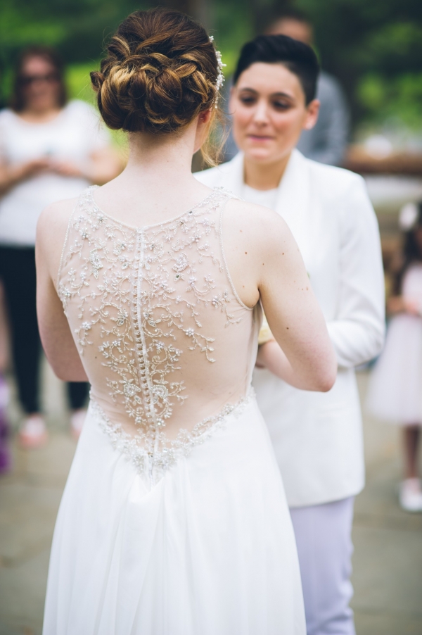 Illusion back wedding dress with beaded detailing