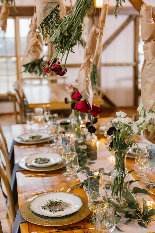 Tablescape with hanging florals