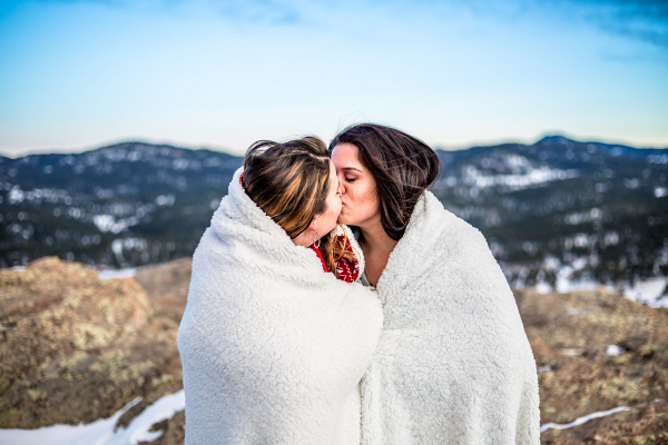 Snowy engagement session