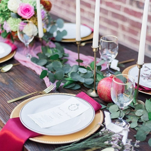 Romantic pink and gold tablescape