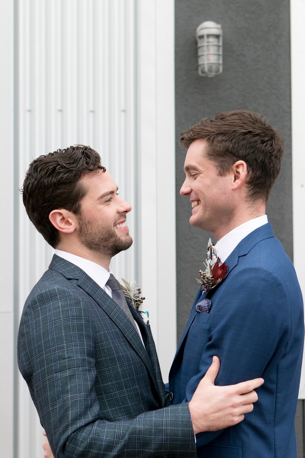 Two Grooms from a Trendy Geometric and Marble Inspiration Shoot