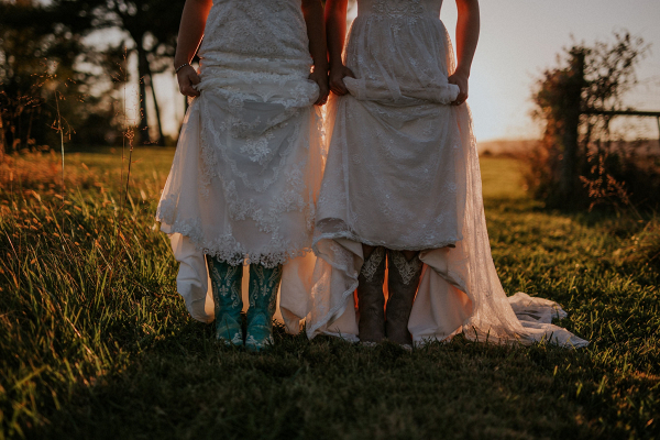Brides in cowboy boots