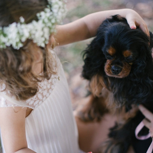 Flower girl with puppy