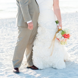 Waterfront, Outdoor Bride and Groom Wedding Portrait on St. Petersburg Beach