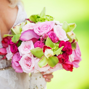 Pink and green bouquet on Marry Me Tampa Bay