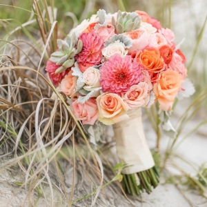 St. Pete Beach Wedding Ceremony Decor | Wooden, Twig Altar with Pink and Coral Flowers with Succulents