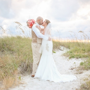 St. Pete Beach Bride and Groom, Waterfront Wedding Portrait