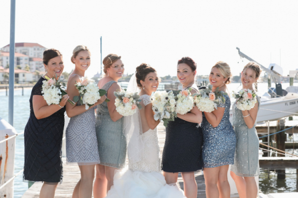 Silver and navy bridal party
