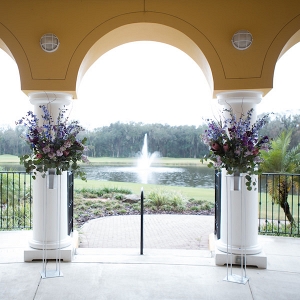 Purple and Pink Floral Outdoor Wedding Ceremony Decor 