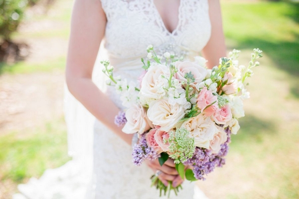 Peach, Pink and Purple Pastel Wedding Bouquet 