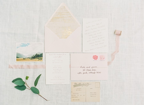 Delicate pink and cream wedding stationery