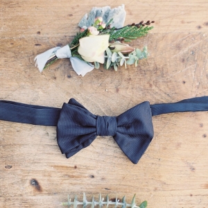 Rose boutonnière and navy bow tie | Christie Graham Photography 