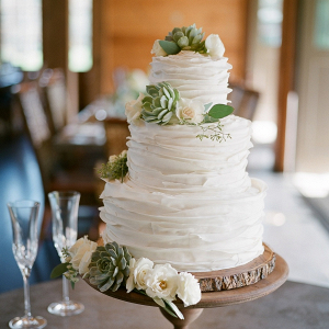 Ruffle wedding cake with succulents