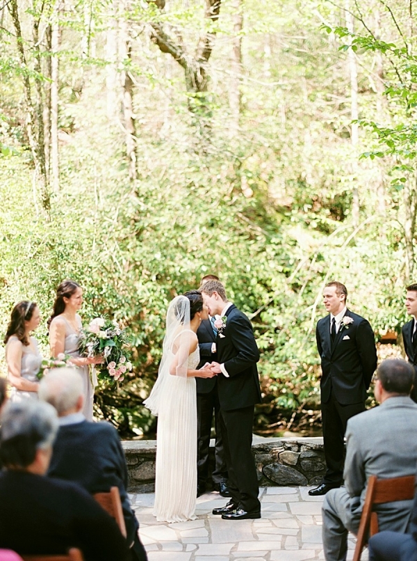 Outdoor woodland wedding ceremony in the Great Smoky Mountains National Park