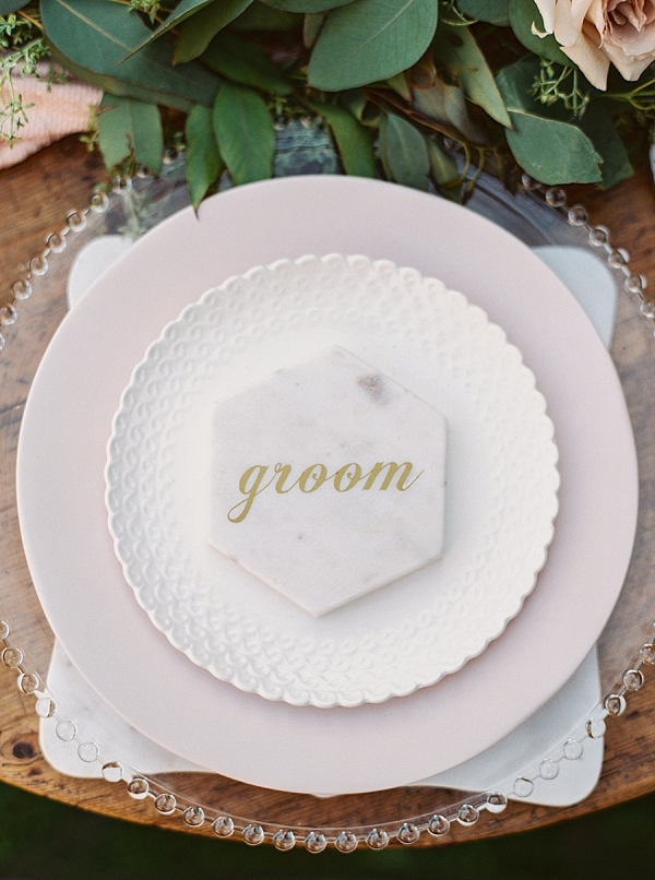 Pink Marble Groom place setting