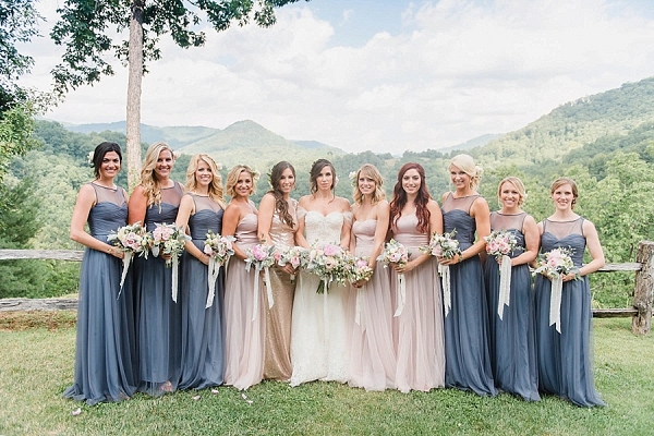 Blush and blue bridesmaids from Mountainside Bride