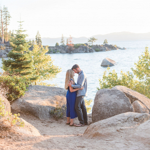 Serene lake Tahoe engagement