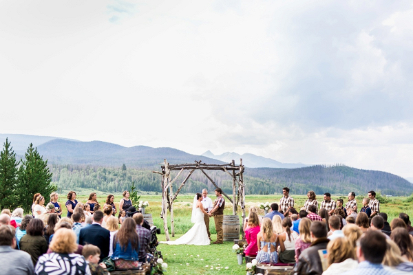 Rustic outdoor mountain wedding ceremony