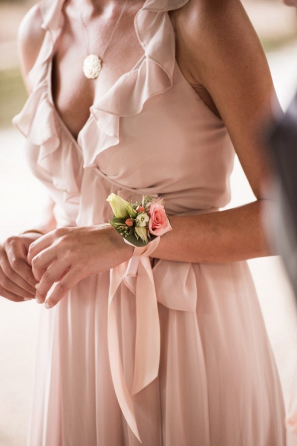 Pink and White Bridesmaid Corsage