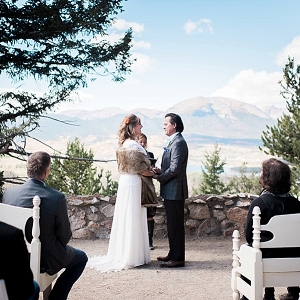 outdoor Breckenridge wedding ceremony on Mountainside Bride