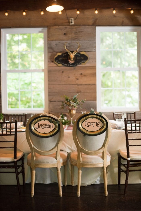 Chair Signs with Vintage-inspired font |Catskill Wedding