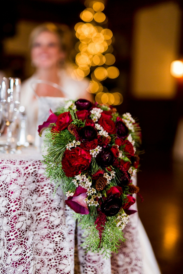 Red winter bridal bouquet