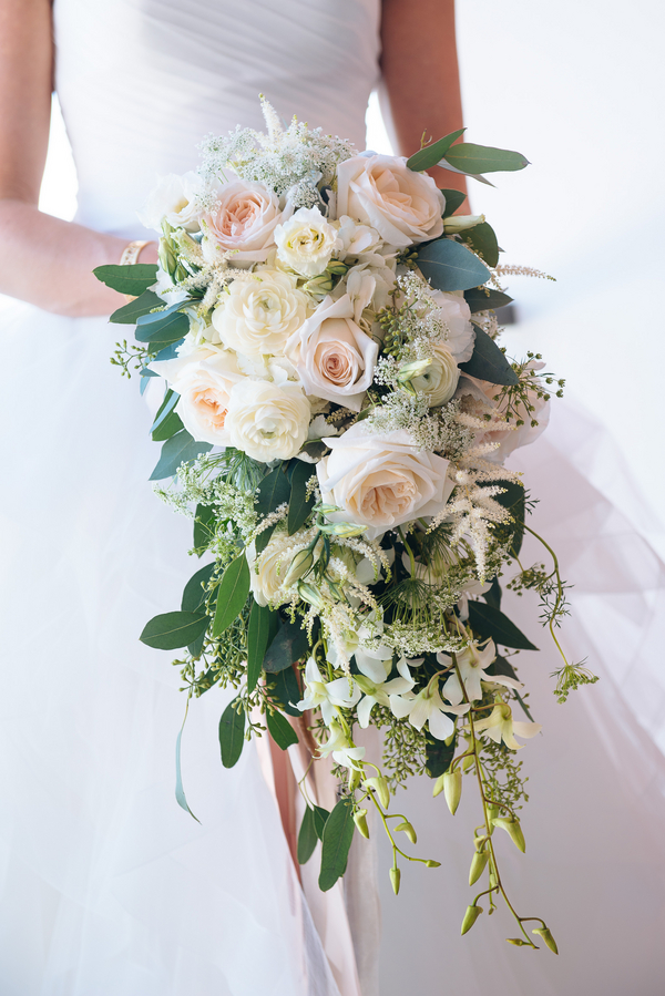 Cascading wedding bouquet