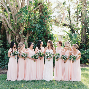 Long pink bridesmaid dresses