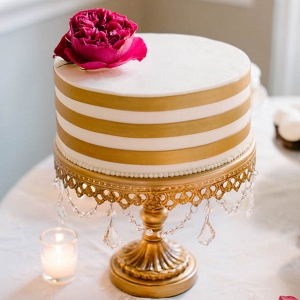 Gold striped wedding cake