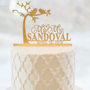 Personalized gold cake topper
