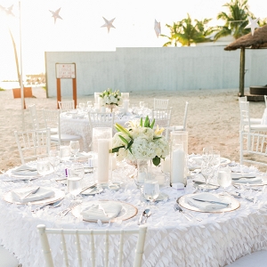White beach wedding reception