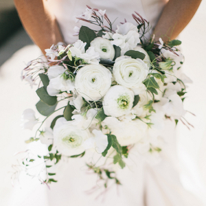 white ranunculus wedding bouquet 