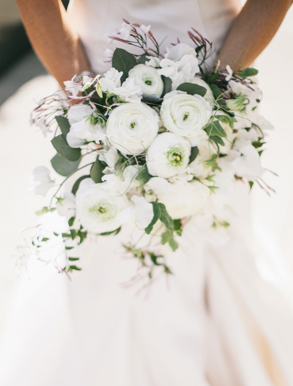 white ranunculus wedding bouquet 