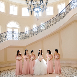 Long pink bridesmaid dresses