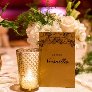 Parisian themed wedding table numbers: Versailles