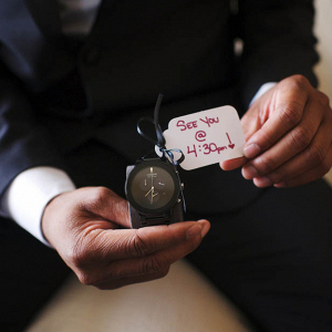 Love this wedding gift idea for the groom: a watch with a note on it!