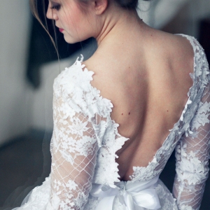 Lace and Tulle Long Sleeved Wedding Dress
